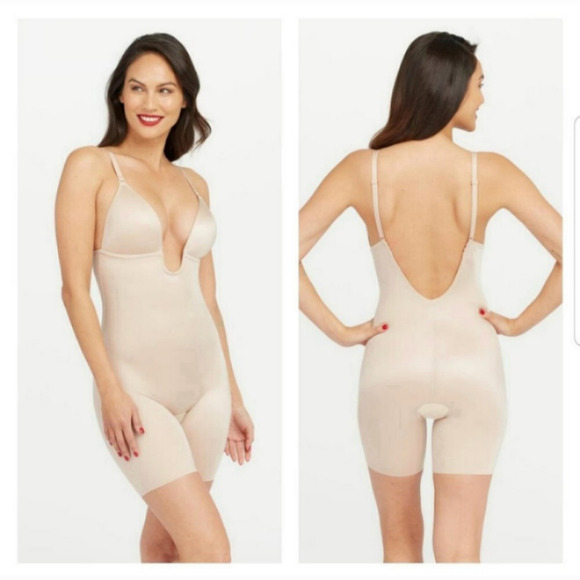 SPANX Suit Your Fancy Plunge Low-Back Mid-Thigh Bodysuit NWT size Extra Small - Picture 1 of 11